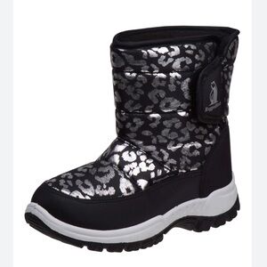 Rugged Bear Silver and Black Leopard Print Snow Boots Little Girl